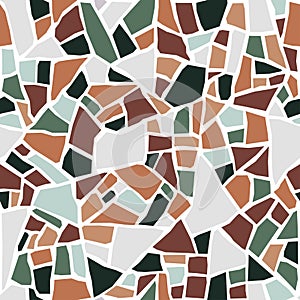 Terrazzo flooring seamless pattern. Pastel colors. Marble mosaic made in colored polished pebble. Vector