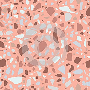 Terrazzo flooring, seamless texture. Floor tile, polished stone pattern. Marble surface background. Vector