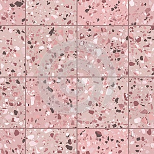 Terrazzo granite tiles seamless pattern. Realistic mosaic floor vector texture