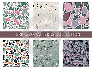 Terrazzo pattern. Veneziano composite texture italian mosaic, granite flooring tile. Marble stone seamless sample