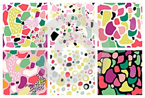 Terrazzo seamless pattern collection with six colorful, decorative patterns