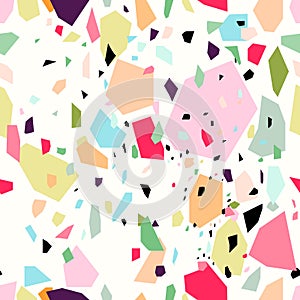 Terrazzo seamless pattern with colorful shapes