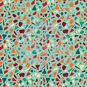 Terrazzo seamless pattern design with hand drawn rocks. Abstract modern background, flat vector
