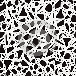 Terrazzo seamless pattern design with hand drawn rocks. Abstract modern background, flat vector