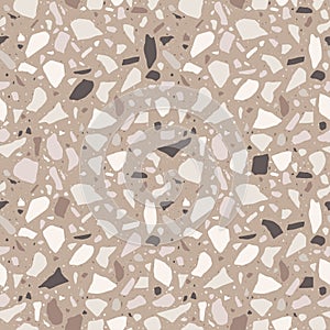 Terrazzo seamless pattern. Tile with pebbles and stone. Abstract texture background for wrapping paper, wallpaper, terrazzo floori