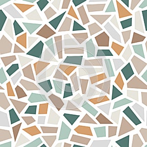 Terrazzo style vector mosaic seamless pattern. Stone marble texture floor background.