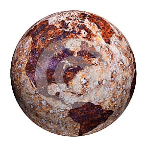 Terrestrial globe - corrosion stains on iron