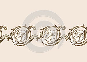 Terri Tulip flowers, decorative flowers and leaves in art nouveau style
