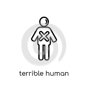 terrible human icon. Trendy modern flat linear vector terrible h