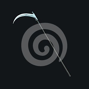 The terrible scythe with dark background, 3d rendering