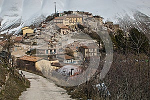 Terrible view of Castelluccio di Norcia after the strong earthquake of central Italy