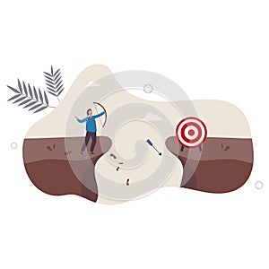 Terribly missed target, failure or mistake, fail to achieve goal, big error or wasted effort concept.flat vector illustration