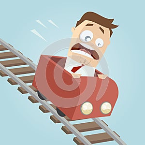 Terrified businessman in a roller coaster