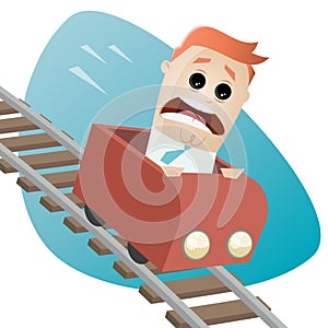 Terrified businessman in a roller coaster