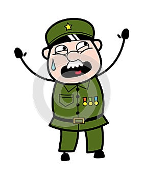 Terrified Cartoon Military Man