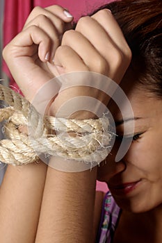 Terrified female prisoner