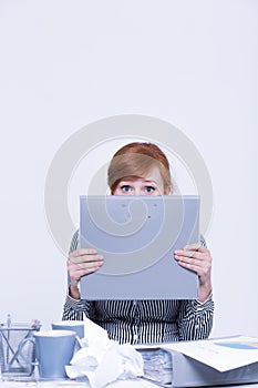 Terrified office worker