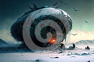 Terrifying disaster crashed flying saucer on a frozen planet