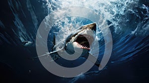 Terrifying great white shark illustration