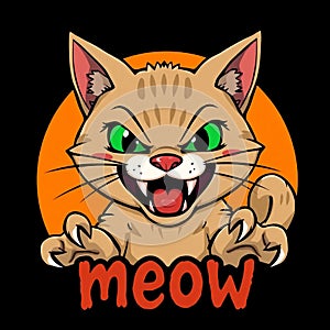 Terrifying Meow: The Fierce Cat photo