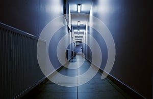 Terrifying night corridor in perspective