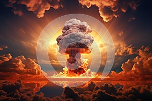 Terrifying Nuclear explosion cloud. Generate Ai