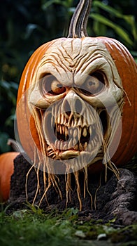 The Terrifying Visage on a Massive Pumpkin