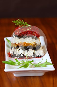 Terrine with cheese and tomatoes