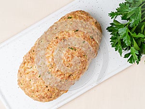 Terrine, meat loaf. Baked Turkey ground meat. Traditional French
