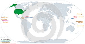 Territories of the United States, political map of subnational divisions