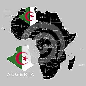 Territory of Algeria on Africa continent. Vector illustration.