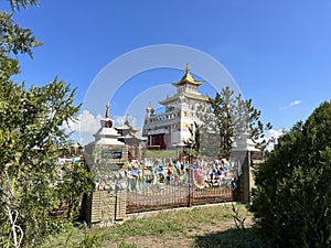 The territory of the Buddhist temple Golden abode of Buddha Shakyamuni. Elista, Republic of Kalmykia, Russia