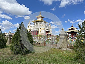 The territory of the Buddhist temple Golden abode of Buddha Shakyamuni. Elista, Republic of Kalmykia, Russia