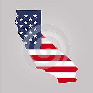 Territory of California with USA flag on the grey background