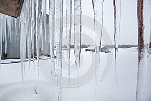 Territory of Central Heating and Power Plant  and icicles on the roof