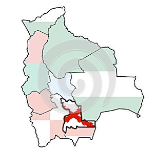 territory of Chuquisaca region on administration map of Bolivia