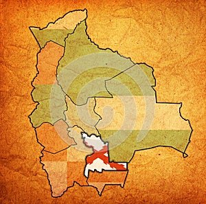 territory of Chuquisaca region on administration map of Bolivia