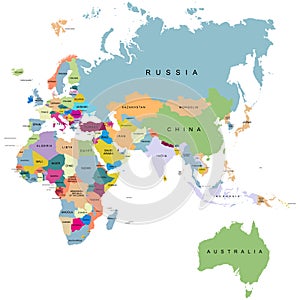 Territory of continents - Europe, Australia, Africa, Eurasia