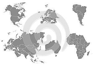 Territory of continents - North America South America, Africa Europe, Asia, Australia