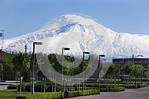 Territory of Etchmiadzin Cathedral, view mountain Ararat, Masis on background