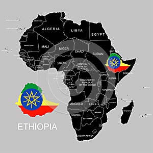 Territory of Ethiopia on Africa continent. Vector illustration