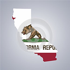 Territory and flag of California on grey background