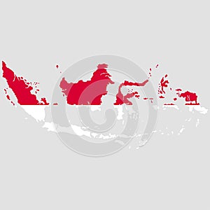 Territory and flag of Indonesia. Gray background. Vector illustration.