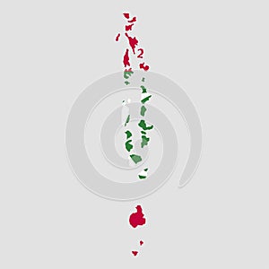 Territory and flag of Maldive Islands.Gray background. Vector illustration.