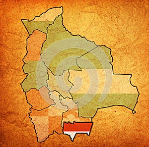 territory of Tarija region on administration map of Bolivia photo
