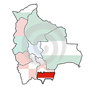 territory of Tarija region on administration map of Bolivia photo