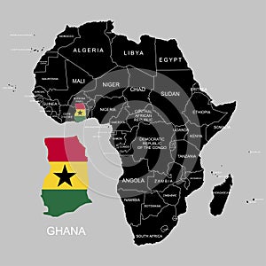 Territory of Ghana on Africa continent. Vector illustration.