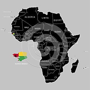 Territory of Guinea-Bissau on Africa continent. Vector illustration.