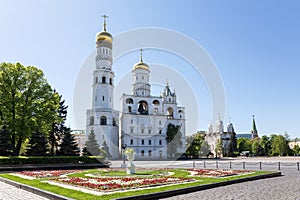 On the territory of the Moscow Kremlin on a summer sunny day. Kremlin, Moscow, Russia