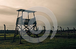 Territory of the Nazi concentration labor camp Auschwitz-Birkenau in Poland. Holocaust in Europe